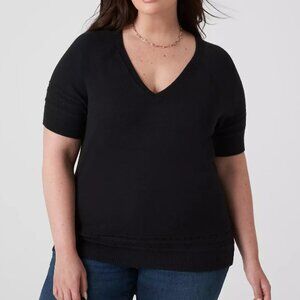 Short-Sleeve V-Neck Sweater Tee